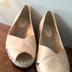Ralph Lauren wedge shoes, 7.5, Creme, raw silk
